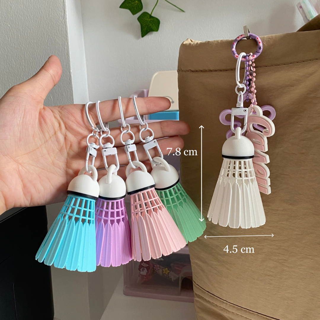 Badminton Keychain Shuttlecock Bag Charm Pendant 3D Print