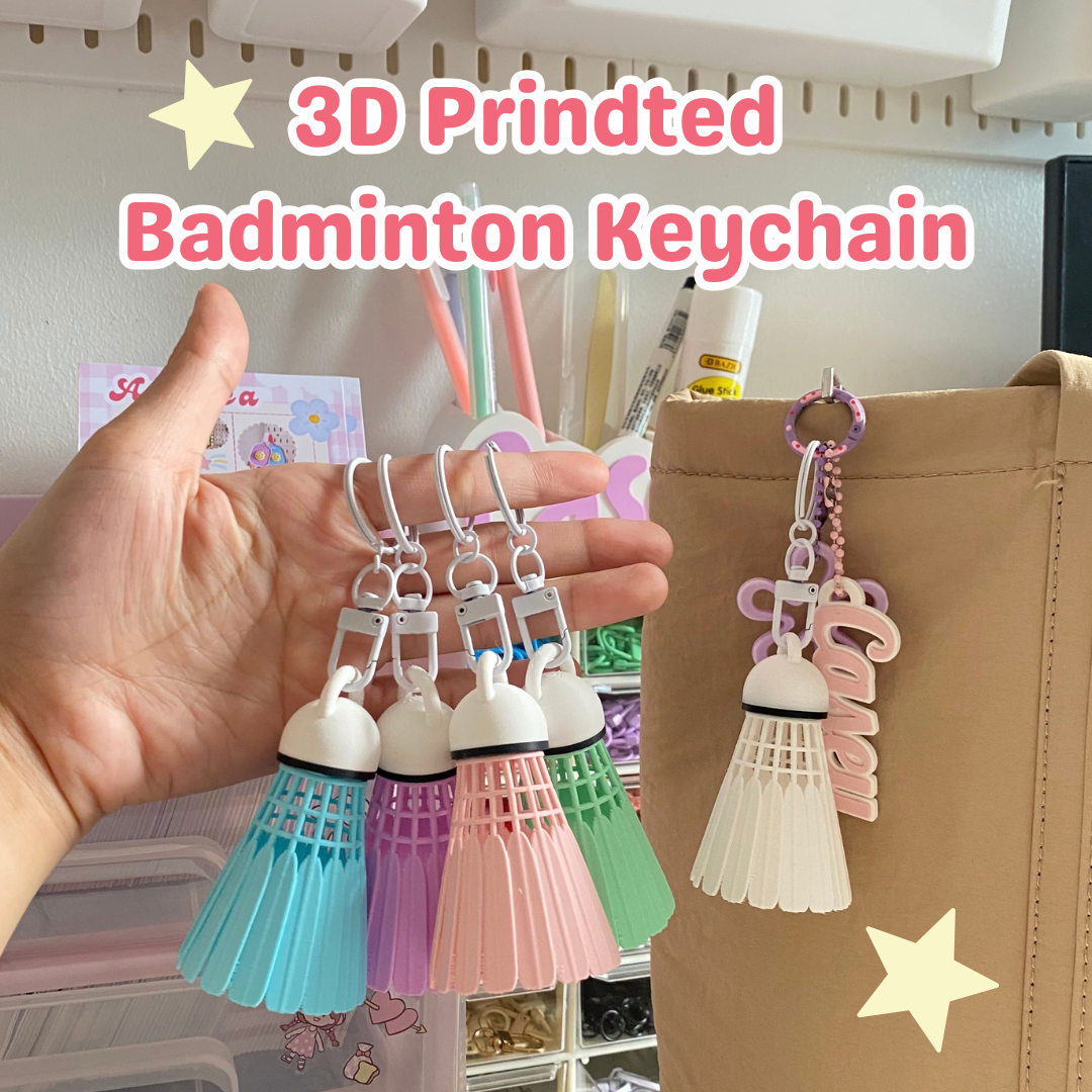 Badminton Keychain Shuttlecock Bag Charm Pendant 3D Print