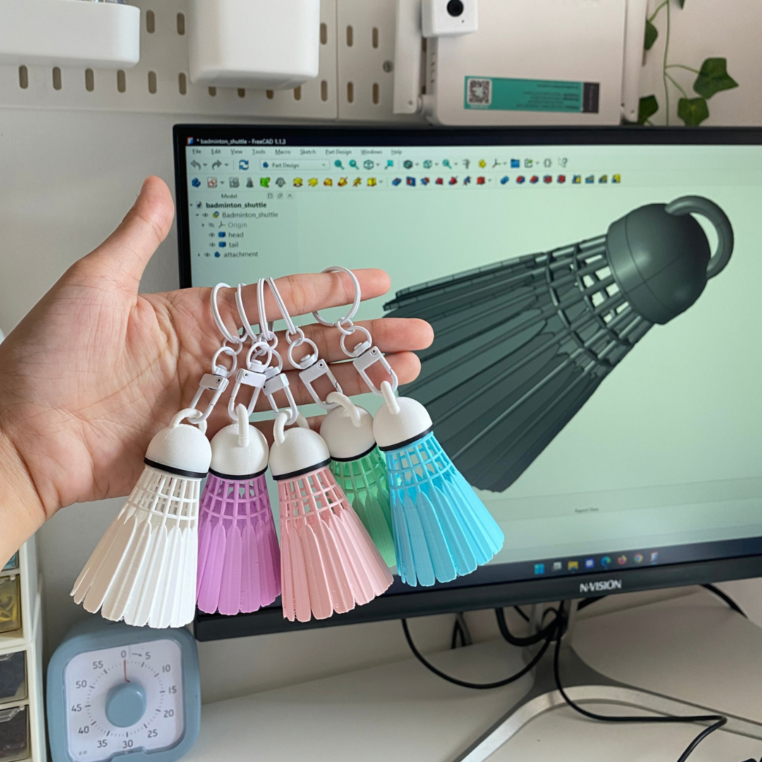 Badminton Keychain Shuttlecock Bag Charm Pendant 3D Print